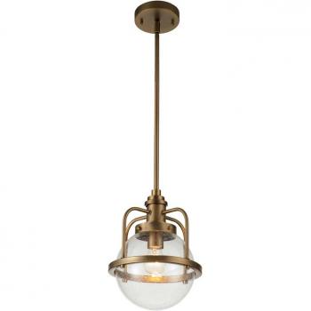 Lámpara Colgante Triocent de Latón Natural con Cristal Transparente, IP44, 1 Luz