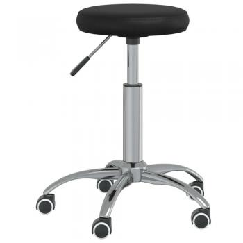 Taburete de Masaje Cuero Sintético Negro - Giratorio, Sillón para Salón de Belleza, SPA, Peluquería, Barbería, Cafetería y Oficina