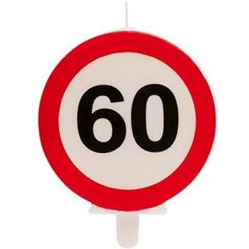 Dekora - Vela Cumpleaños con Señal de Prohibido para Decoracion de Tartas - Numero 60