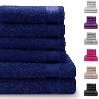 Juego de 4 Toallas de Manos y 2 Toallas de Baño, de 100% Algodón, Sin Productos Químicos - Certificado Oeko Tex - Muy Absorbente Casa, Cuarto de Baño, Centro Deportivo, Gimnasio, Piscina
