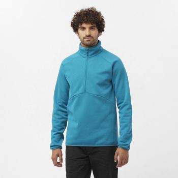 Sudadera de hombre Essential Warm Half Zip Salomon, forro polar, color azul luminoso