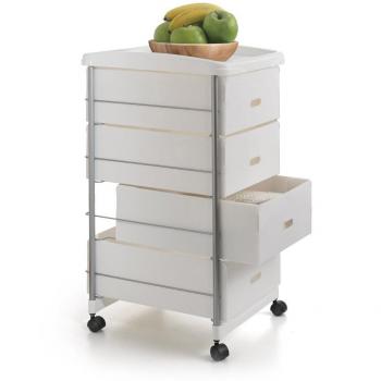 Metaltex BASEL - Carro multiuso para cocina y baño con cuatro cestos extraíbles, 35x41x72 cm