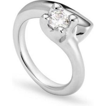 UNO de 50 Divine Silver-Plated Metal Alloy Ring with White Zirconia, Size 12