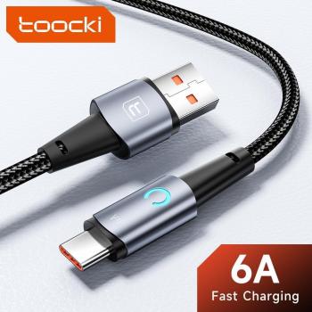 Cable USB Tipo C Toocki 6A de Carga Rápida para Huawei P40, Samsung, Xiaomi, Poco y Oneplus - Longitud 1M, Color Gris