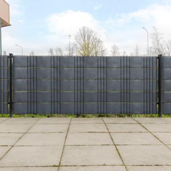 Toldo de balcón 10 uds ratán sintético 255x19 cm color marrón claro, marrón y negro, antracita