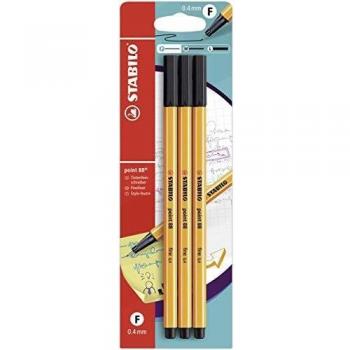 Set de 3 Fineliner STABILO Point 88 - Punta Fina 0.4 mm - Color Negro