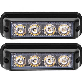 Linchview Vista frontal del coche luces intermitentes de LED 4W 12V / 24V de Orange luces de advertencia del flash standlight de carga de camiones luces estroboscópicas con 16 patrones de destello