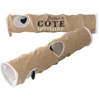 Túnel de juego para gatos D&D Home Collection Cote D'Ivoire 120x25cm Jute con múltiples entradas y juguetes