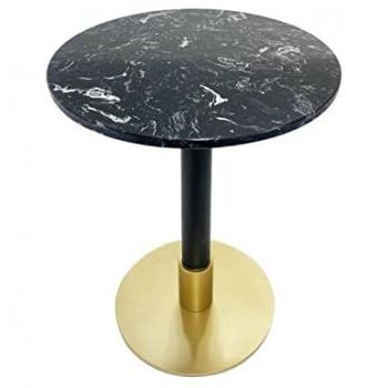 Mesa Auxiliar DKD Home Decor 45x45x51 cm Negra de Metal con Acabado en Mármol