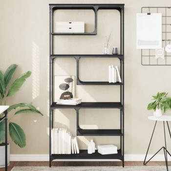 Estantería de madera multicapa negra 81x36x176 cm