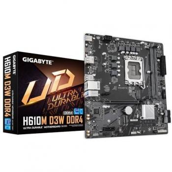 Placa Base GIGABYTE H610M D3W DDR4 mATX - Compatible con Procesadores Intel Core de 14ª Generación, VRM 5+1+1 Fases, Soporta hasta 3200 MHz