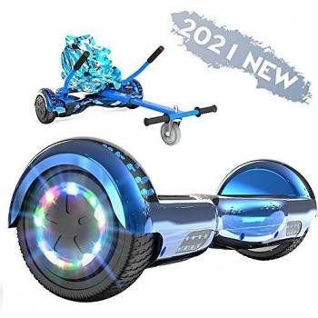 FUNDOT Hoverboards con Asiento,Hoverboards con Silla,hoverkart para Hoverboards 6.5 Pulgadas, Hoverboards con Hermosas Luces LED, Hoverboardss con Altavoz Bluetooth, Regalo para niños