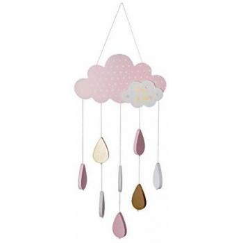Carrusel para Cuna Atmosphera Nubes Rosa Madera MDF