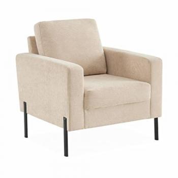 Sillón de Pana Beige Bjorn Sofá de 1 Plaza Recto con Patas de Metal 78x77x70 cm