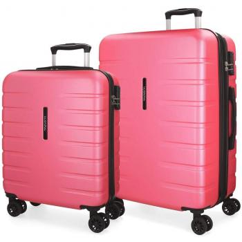 Movom Turbo Juego de maletas Rosa 55/69 cms Rígida ABS Cierre combinación 117L 4 Ruedas dobles Equipaje de Mano