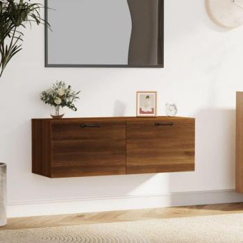 Mueble colgante de madera multicapa en color roble marrón, dimensiones 100x36,5x35 cm