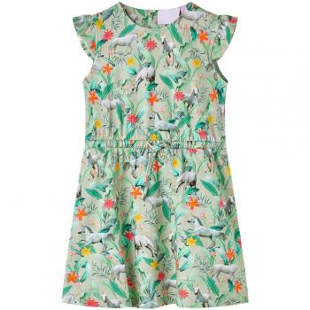 Vestido infantil con mangas volantes caqui claro 128