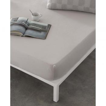 Sábana Bajera Ajustable Lisa Gris Claro - Algodón Tejido Jacquard de Alta Calidad Extra Suave - Altura Colchón hasta 30 cm - Cama 90/105/135/150/180 -