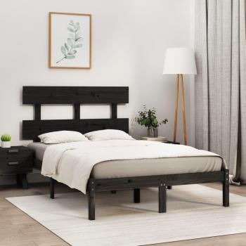 Estructura de Cama de Madera Maciza Negra 120x190 cm