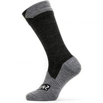 Calcetines Impermeables Todo Clima Medios - Negro/Grey Marl, Talla S (36-38), Forro de Lana Merino, Ideal para Correr, Senderismo y Uso Diario