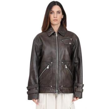 Pinko Grotta Regular Fit Leather Jacket - Caviar Black - Women's Size S