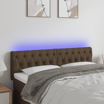 Cabecero LED de Tela Marrón Oscuro 144x7x78/88 cm