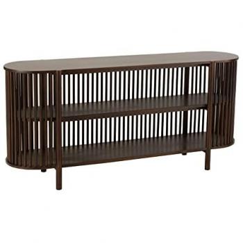 Consola de 2 pisos de madera de manguera marrón oscuro 160x38x75 cm