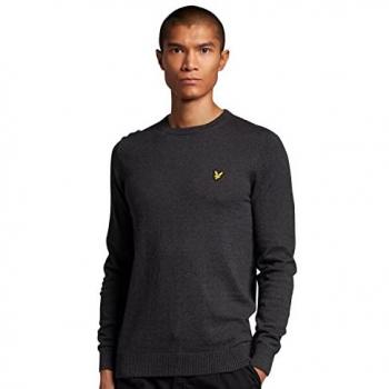Lyle & Scott Men's Charcoal Marl Cotton Merino Crew Neck Jumper - Size 2XL