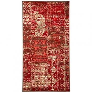 Amour Un alfombras 36705 BC Patchwork-Alfombra para mesa, polipropileno, 80 x 150 cm, color rojo
