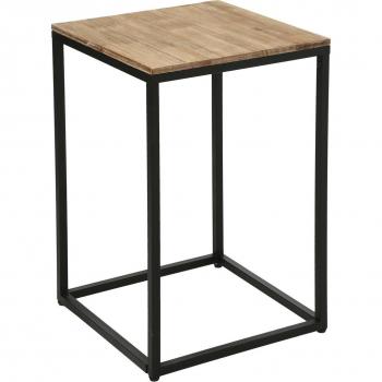 Mesa auxiliar para salón en metal y madera de acacia