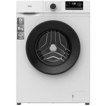 Lavadora Carga Frontal VOK 6 Kg 1000 RPM con Motor Inverter, Función Vapor, 15 Programas de Lavado y Bloqueo Infantil - Eficiencia Energética D