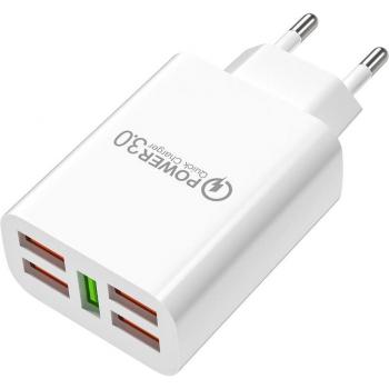 Cargador Blanco de Red 5 Puertos USB Carga Rápida 3.5A