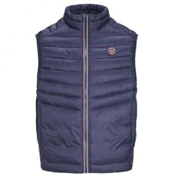 Jack & Jones Plus Size Men's Quilted Gilet - Navy Blazer with True Red Stitches - 5XL