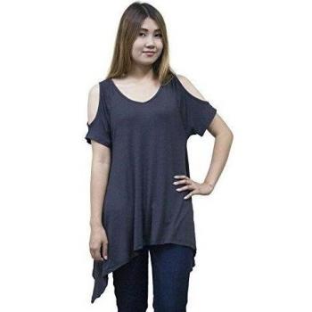 Lofbaz Mujer Camiseta con tirantes de hombros al aire Design #1 Azul oscuro M