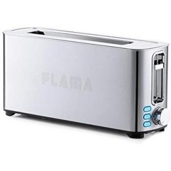 Flama Tostadora 966FL, 1050W, Inox, 1 Ranura Larga, Termostato com 6 posiciones, Bandeja Recoge Migajas, Funciones de Descongelación y Recalentamiento