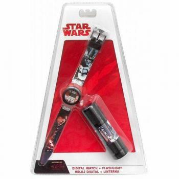 Set Reloj Digital y Linterna Star Wars - Producto Oficial Arditex Colección Star Wars