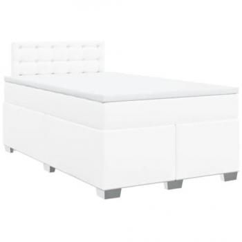 Cama Box Spring con colchón de muelles en cuero sintético blanco 120x200 cm