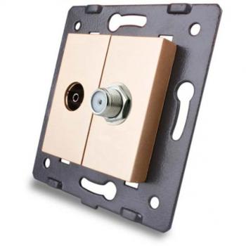 LEDBOX Mecanismo de empotrar TV + SAT, golden