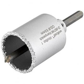 Wolfcraft 3895000 sierra de corona con metal duro con vástago y broca, profundidad de corte 55 mm PACK 1, 55x53mm, acero inoxidable