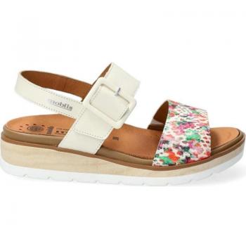 Cómoda Sandalia mujer MELYSA piel multicolor, tiras regulables con velcro, plantilla anatómica móvil, línea Mobil's de Mephisto ideal para los pies sensibles, se adapta, altura tacón bajo (3-5