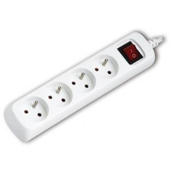 Aigostar Regleta alargador de 4 enchufes con Cable de 1,5 Metros e Interruptor. Color Blanco