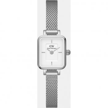 Reloj de mujer Daniel Wellington Quadro Mini Sterling DW00100726 - Malla de acero y fondo blanco