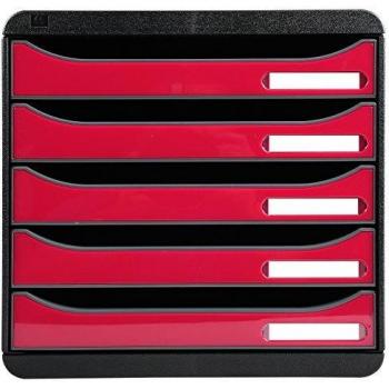 Exacompta 3097284D - Caja organizadora, 5 cajones, color frambuesa glossy