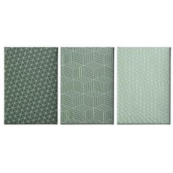 Impresión sobre Lienzo Geometría en Poliéster y Madera, Blanco y Verde, 130x3x60 cm