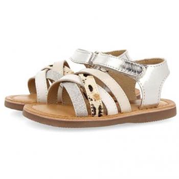 Gioseppo Sandalias de Piel Animal Print Plata para Niña modelo Houdan, características: diseño animal print, color plateado, material de piel, tipo de producto: sandalia para bebé-niña, talla 24 EU