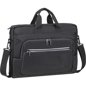 Rivacase ECO - Bolsa para portátil de 14 pulgadas - Bolsa impermeable para ordenador de plástico reciclado - moderna funda para portátil para hombres y mujeres, maletín para negocios, viajes, universidad, escuela (negro), Negro ,
