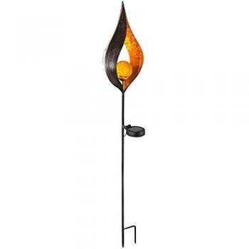 Lámpara Solar LED de Diseño para Exterior 33467, Color Bronce, Metal y Cristal con Pincho de Suelo