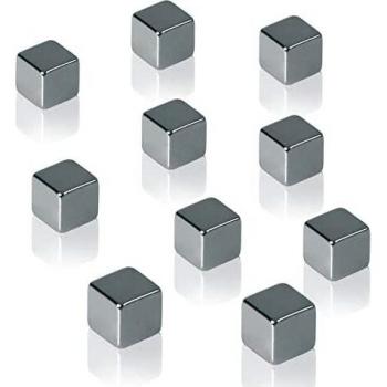 Imanes de Neodimio C5 Fuertes Cubo 10x10x10mm Plateado - Set de 10 Piezas