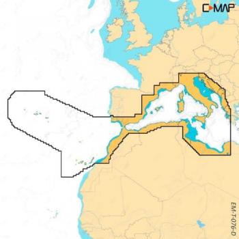 C-map Carta Discover X West Mediterranean - Mapa náutico digital, compatible con dispositivos de navegación, incluye información detallada del área del Mediterráneo Occidental, formato XL, multicolor, tamaño único