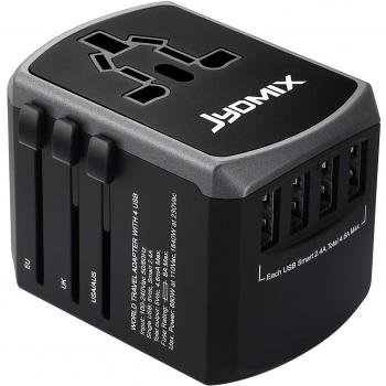 JYDMIX Adaptador de Corriente de Viaje USB Universal Todo En Uno con 4 Puertos USB de Pared Internacional Universal Enchufe AC Enchufe AC 8 Pines Multipaís